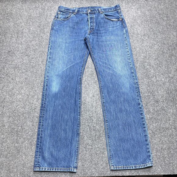 Levi's Other - Levis Jeans Men 36x34 Blue 501 Straight Leg Button Fly Medium Wash Tag 36x34 C